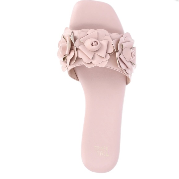 Time and tru Floral Pink Slide Sandals size 9 NWT - Picture 2 of 5